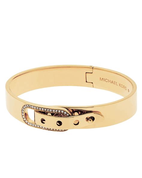 michael kors gold coloured crystal buckle bangle|Michael Kors bracelet price.